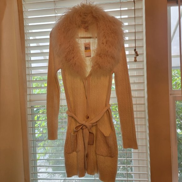 Michael Kors Mongolian shearling-trimmed cardigan - Picture 2 of 7